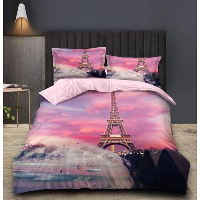 GENERICO - Cubrecama Tela Quilt De Verano 2 Plazas Diseño Torre Eiffel