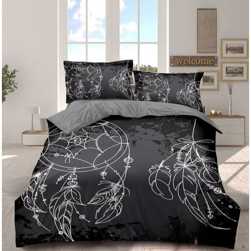 GENERICO - Cubrecama Tela Quilt De Verano 2 Plazas Diseño Negro Atrapasueños