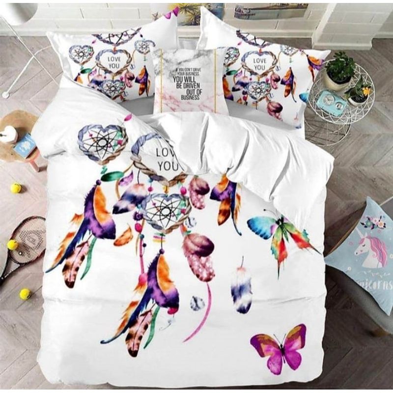 GENERICO - Cubrecama Tela Quilt De Verano 2 Plazas Diseño Blanco Atrapasueños