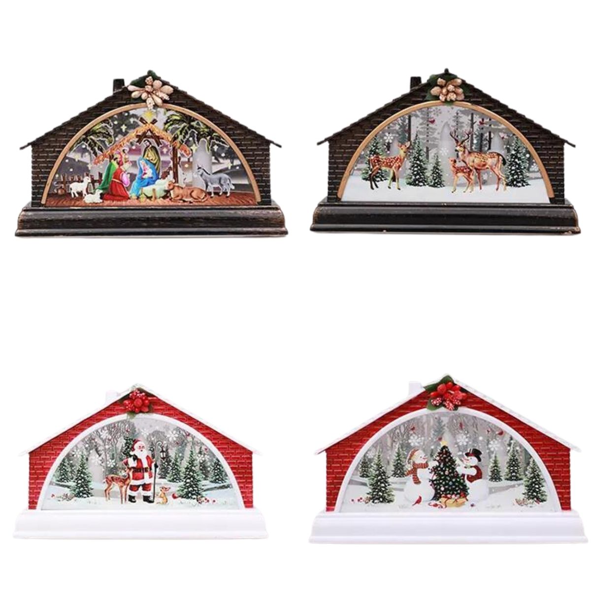 BOHEMIK - Pack de Casas Navideñas luminosas, incluye 4 diseños