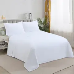 GENERICO - Juego de Sabanas 1,5 PLAZA con Fundas para Almohada - Color Blanco