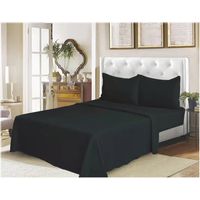 Juego de Sabanas 1,5 PLAZA con Fundas para Almohada - Color Negro