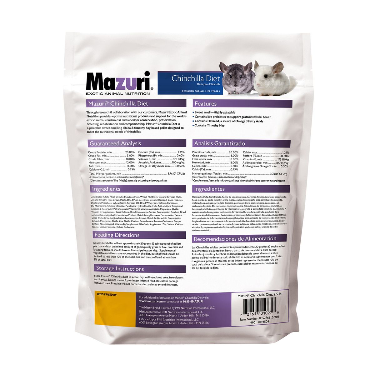 MAZURI - Mazuri Alimento Chinchilla 1.13 Kg