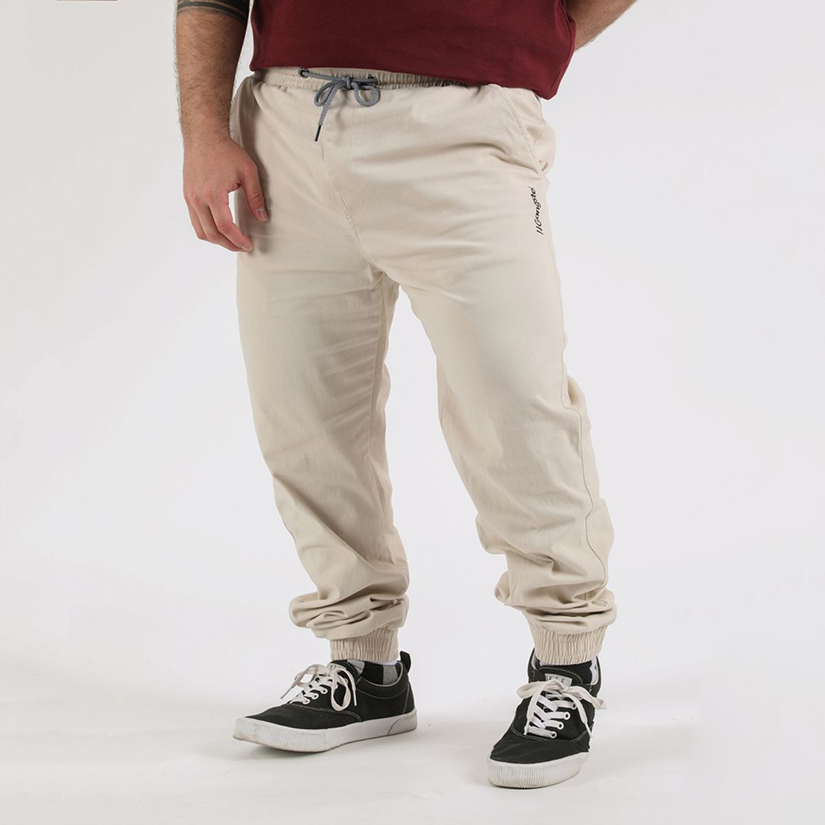 GANGSTER - Plus Pantalon Jogger Canvas Over Beige Gangster