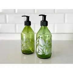 GREEN GLASS - Dispensadores Bomba Florales Verdes (2 Unidades)