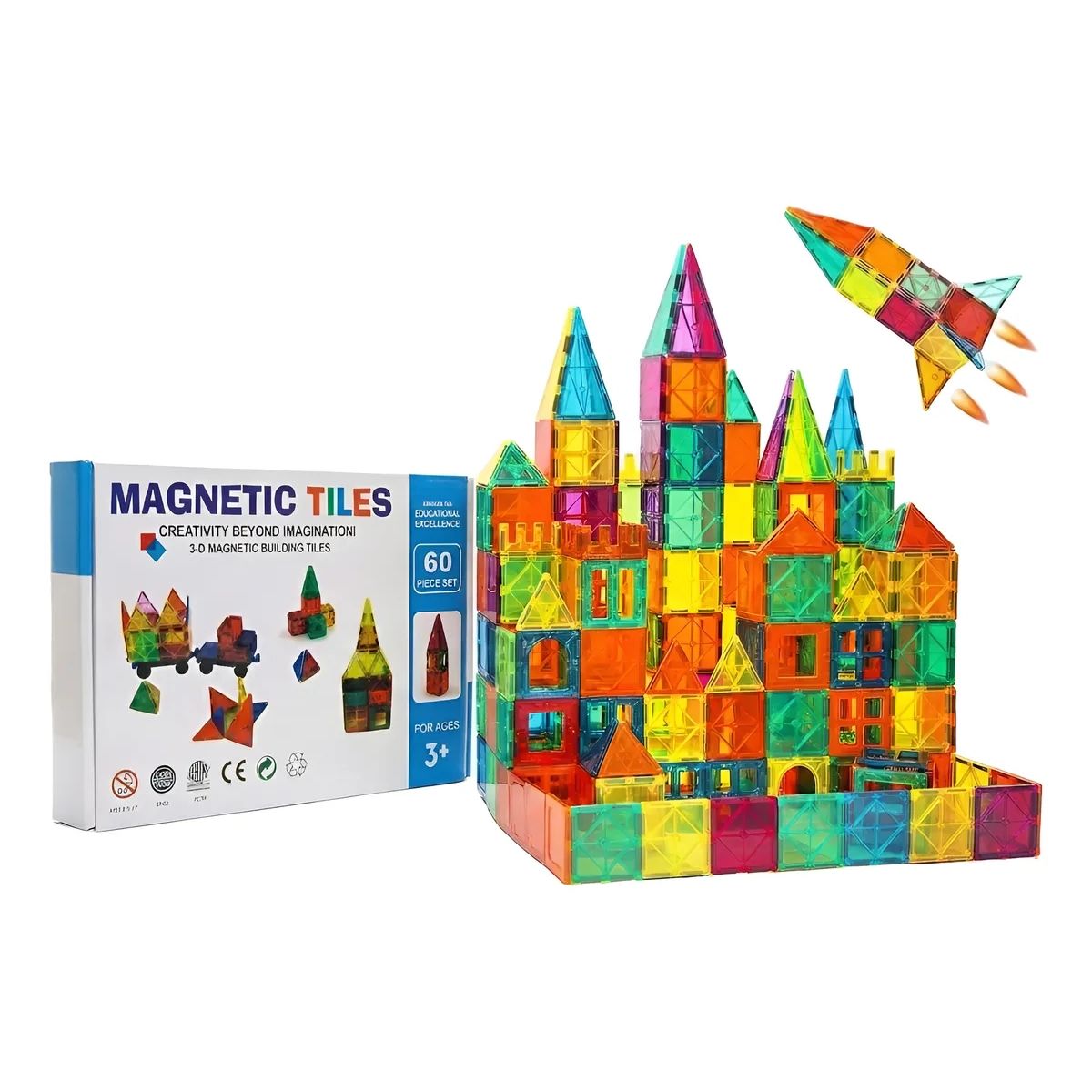 GENERICO - Set de Construcción Bloque Magnético 60 Pcs Magnetic Tiles
