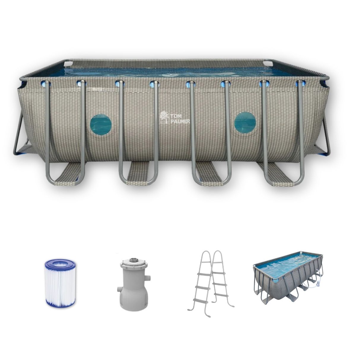 AVENLI - Piscina Estructural Rectangular Avenli Ventana 4x207x122m 10m3 + bomba y escalera