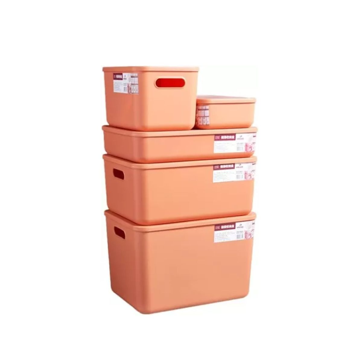 PARTYGLOBOS - Pack 5 Cajas Organizadoras Plásticas Canasto Cocina Closet - Naranja