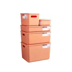 PARTYGLOBOS - Pack 5 Cajas Organizadoras Plásticas Canasto Cocina Closet - Naranja