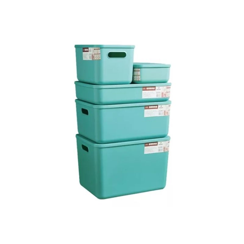 PARTYGLOBOS - Pack 5 Cajas Organizadoras Plásticas Canasto Cocina Closet Verde