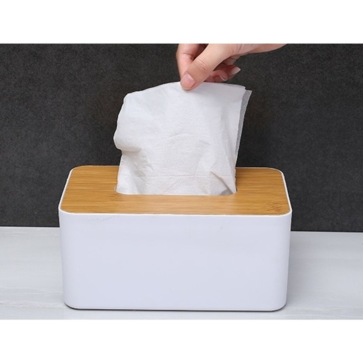 ZG STORE - Caja Porta Pañuelos Dispensador Servilletas Tapa De Bambú