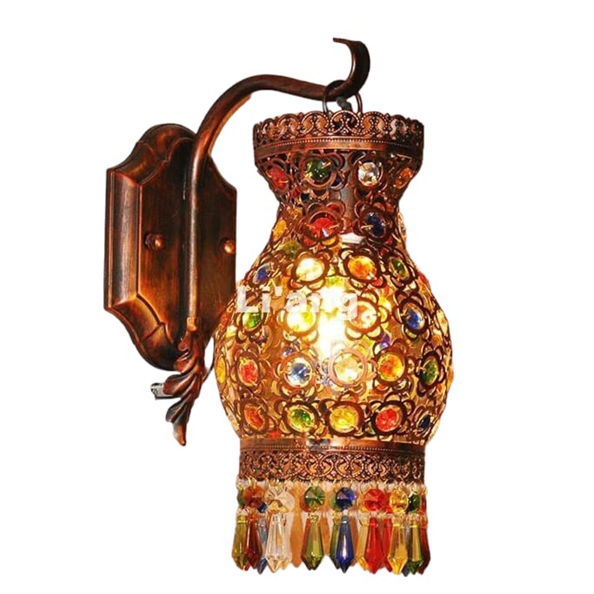 GENERICO - Farol Aplique Lampara De Pared Cristales de Colores Estilo Oriental