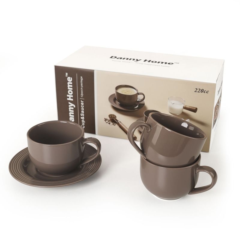 DANNY HOME - Set 6 Tazas de Cafe con Platillo Cafe 220 cc