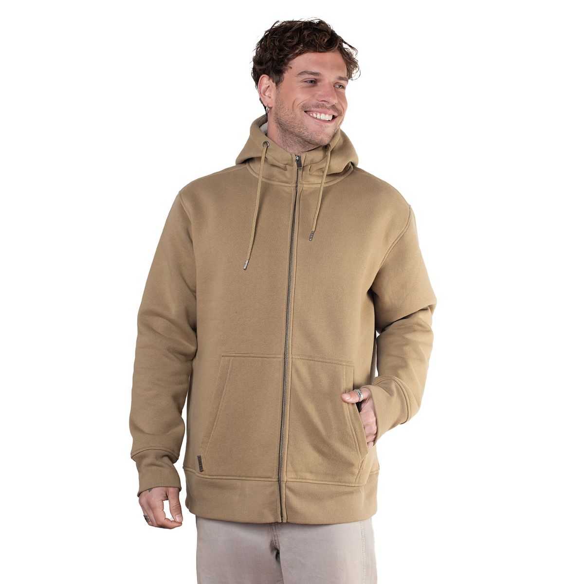 LENGA - Polerón Capucha Hombre Interior Polar Sherpa Puelo Lenga