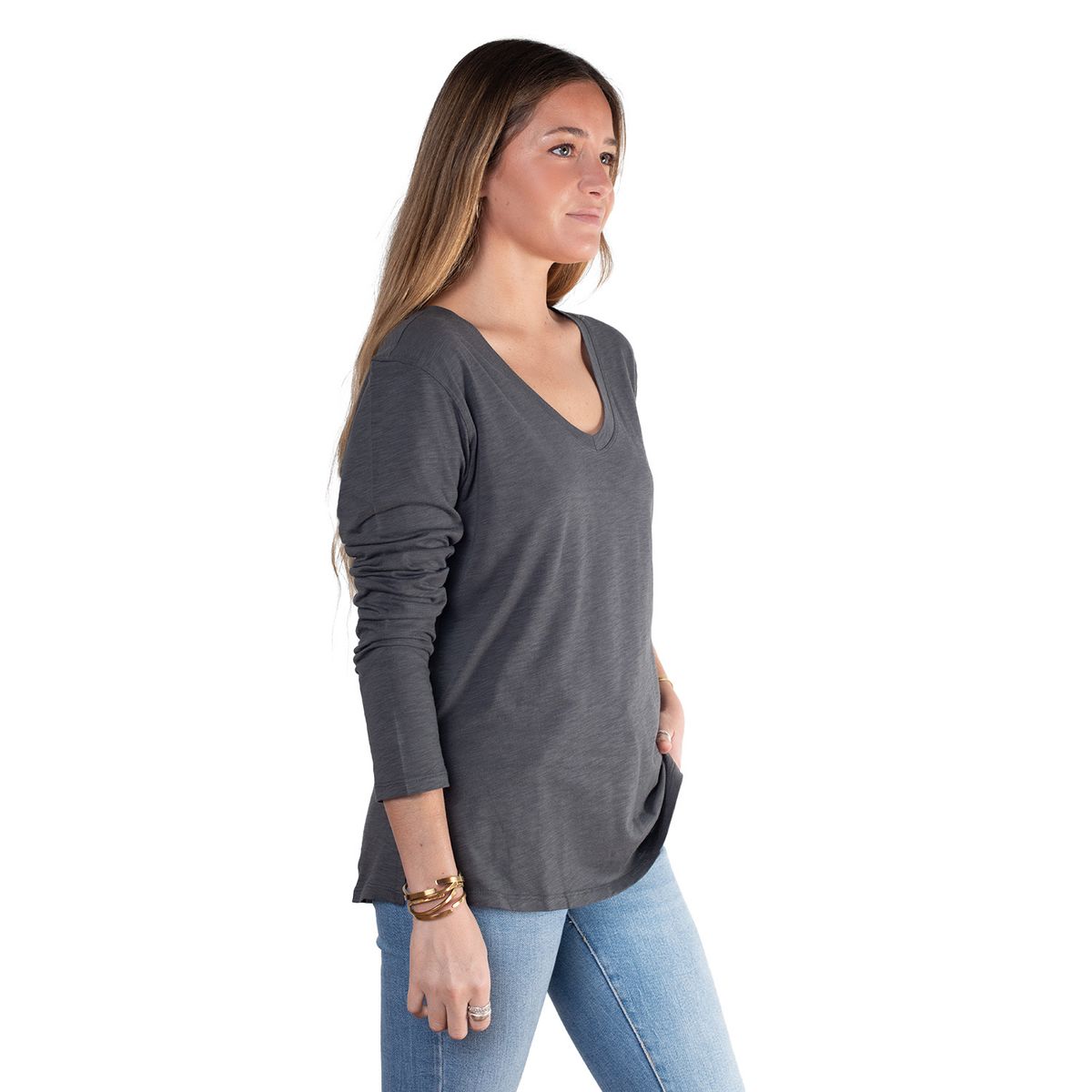 LENGA - Polera Mujer Escote V Manga Larga Sustentable Maqui Lenga