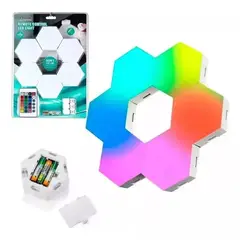 GENERICO - Set Luz Gamer Hexagonal Led Tira Cinta 6 Luces Rgb Control / Blanca
