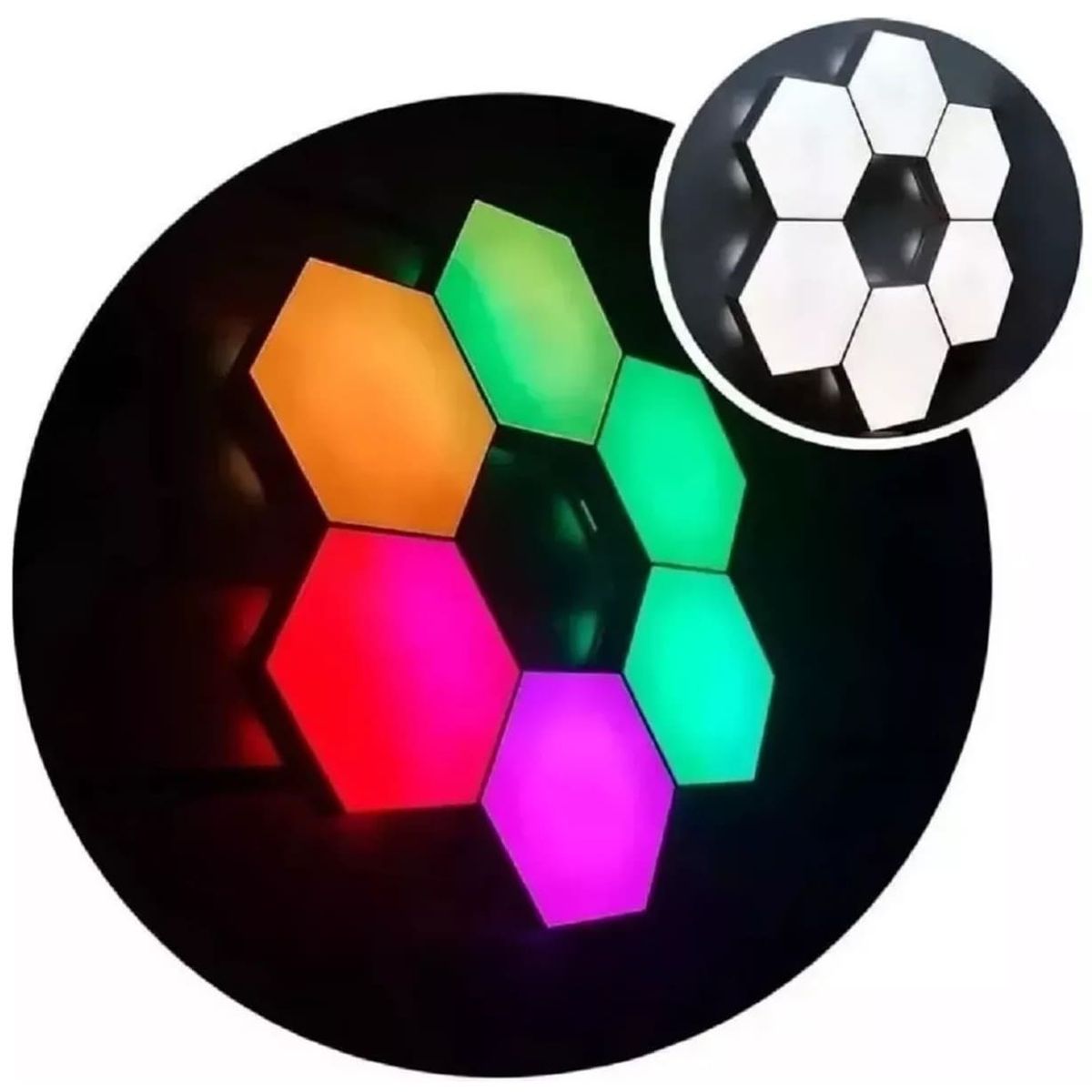 GENERICO - Set Luz Gamer Hexagonal Led Tira Cinta 6 Luces Rgb Control / Blanca
