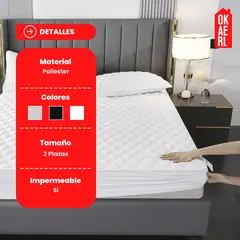 GENERICO - Cubre Colchon impermeable 2 Pl + gratis 2 fundas almohadas - Negro