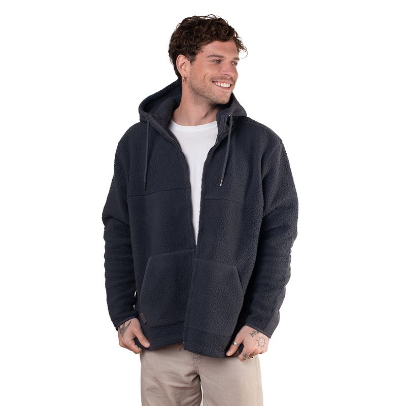 LENGA - Polerón Chaqueta Polar Sherpa Con Capucha Y Cierre Ykk Corcovado Lenga.-