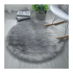 BJ HOGAR - Alfombra Redonda Pelo Largo 90Cm Gris