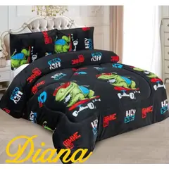 DIANA - COBERTOR NEGRTO 1.5 PLAZA PLUSH CON CHIPORRO QUITA FRIO DINO PATIN