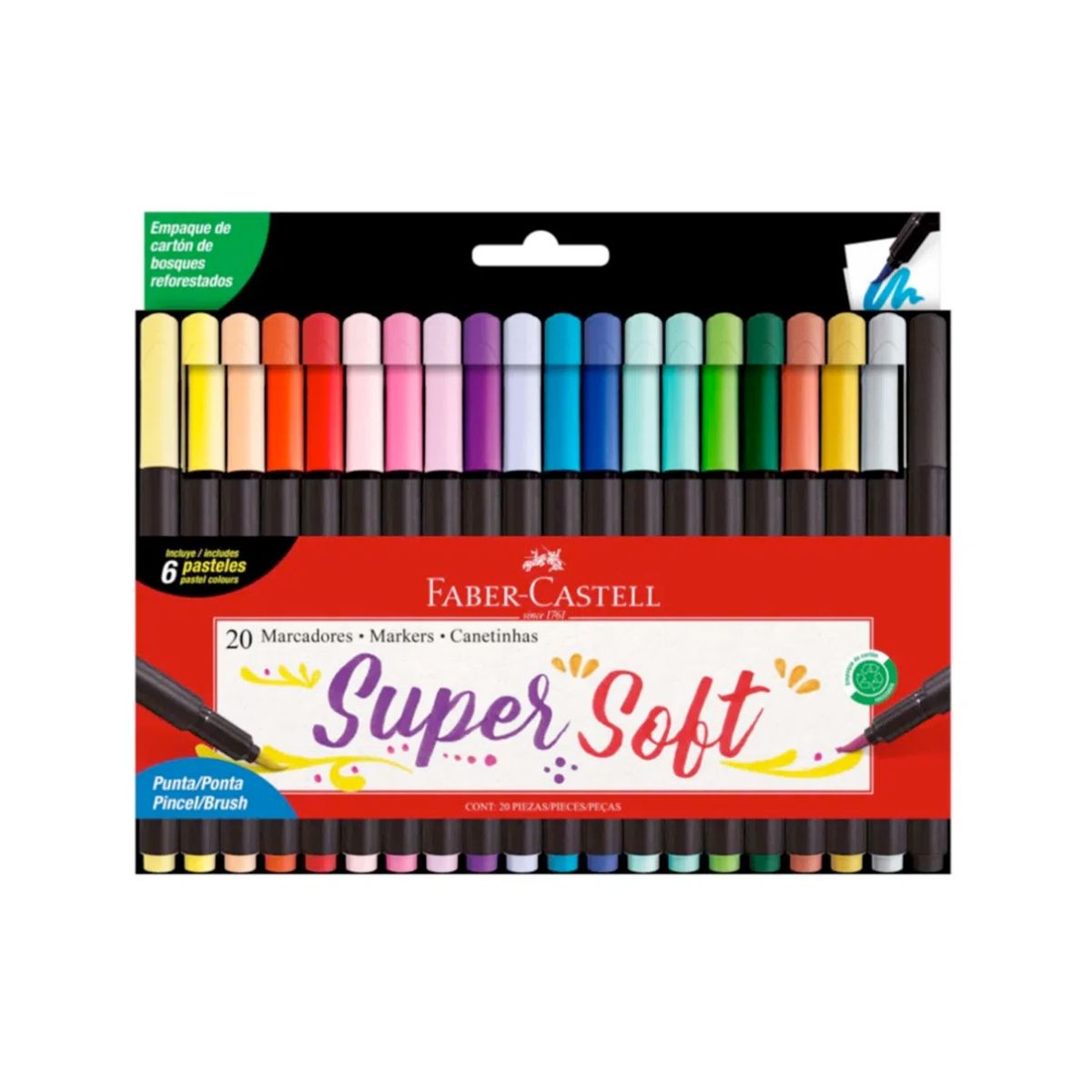 FABER-CASTELL - Plumones Faber Castell SuperSoft Set de 20 Colores