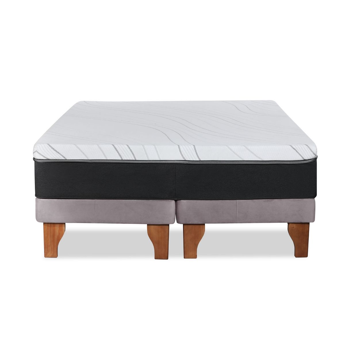 LATAM HOME - Cama Europea Zen Top Foam Soft Tela Velvet Gris 2 Plazas