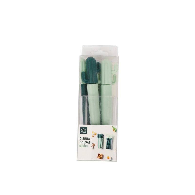 HOMEWELL - Cierra Bolsas Diseño Cactus (5u) HOMEWELL
