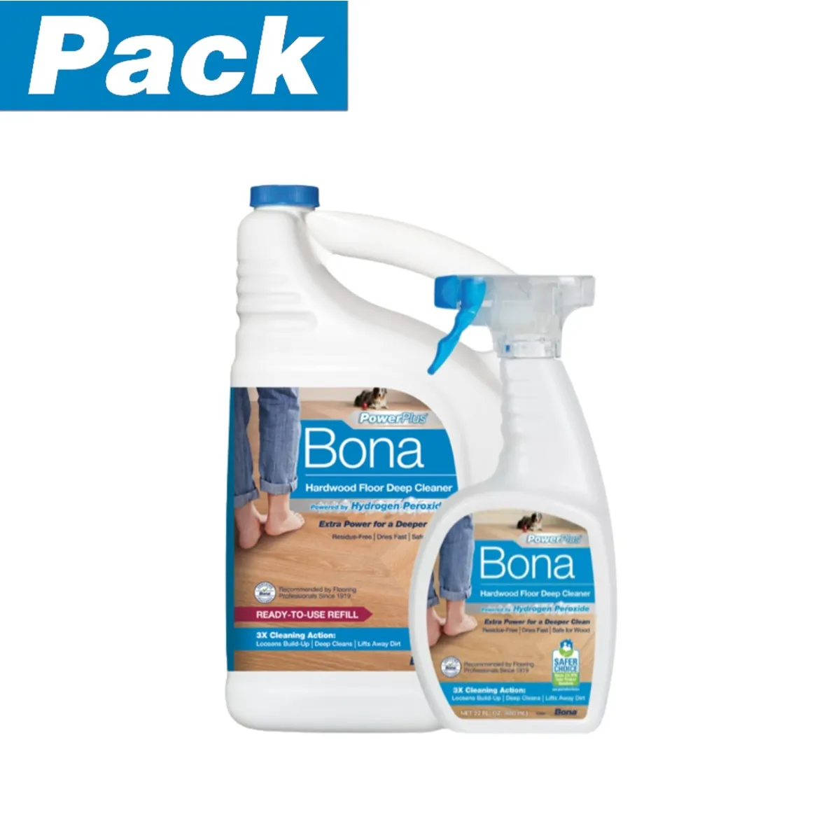 BONA - Limpiadores Power Plus Pisos Madera Bona 4.73 Lt y 650 ml BONA