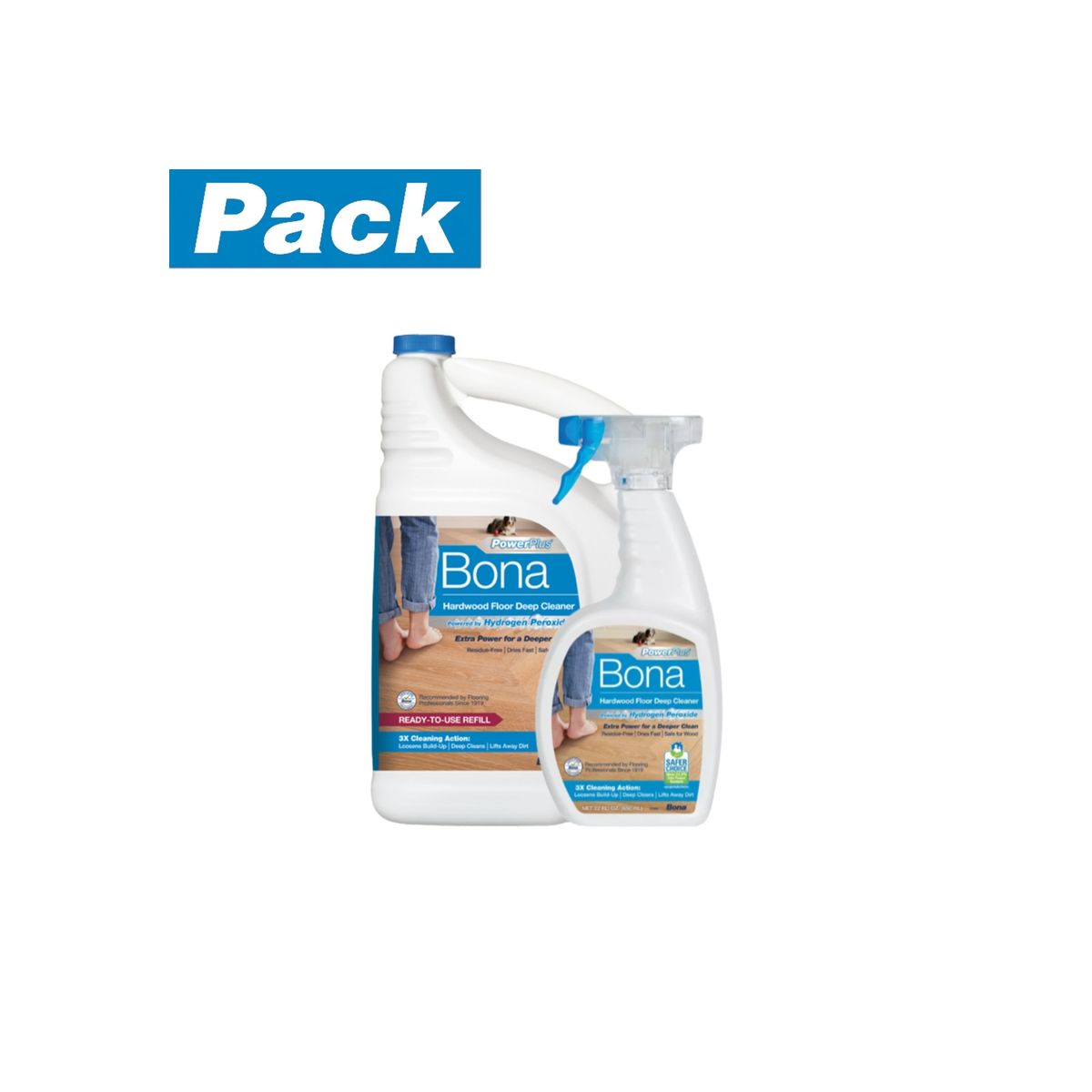 BONA - Limpiadores Power Plus Pisos Madera Bona 4.73 Lt y 650 ml BONA