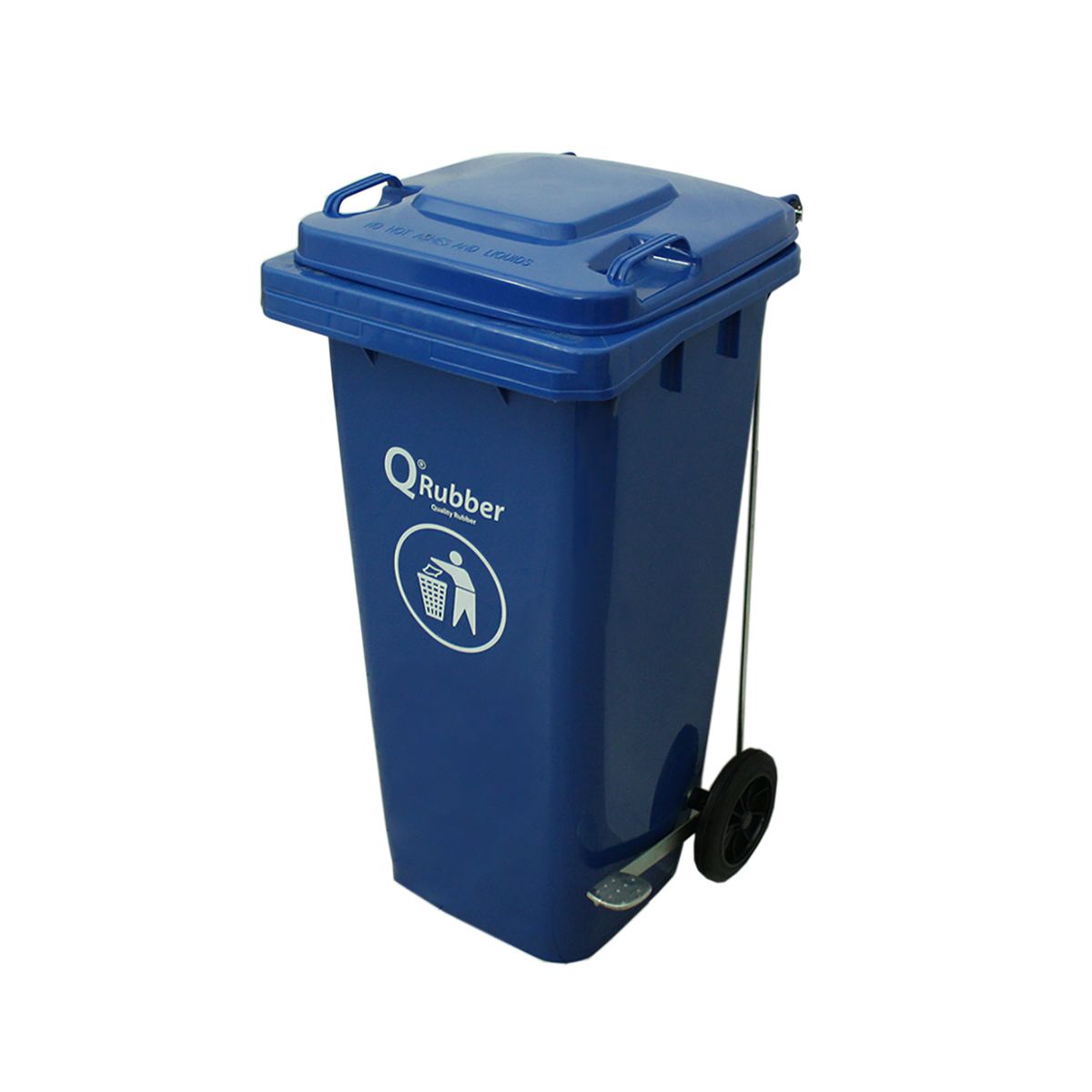 QRUBBER - Contenedor de Basura 120 lts. con pedal azul Qrubber
