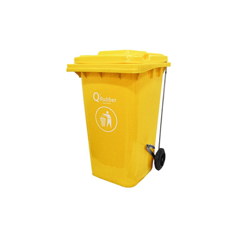 QRUBBER - Contenedor de Basura 240 lts amarillo con pedal QRubber