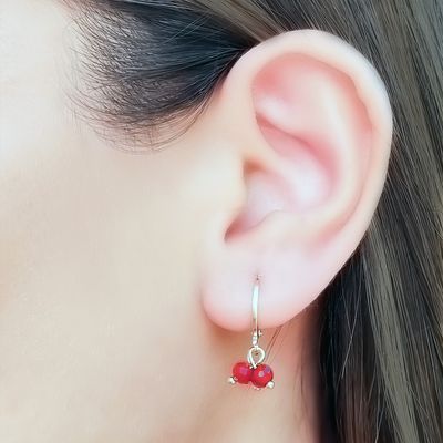 Imagen 2 del producto Aros Argollas Cristales Colgando Enchapado Oro 18K