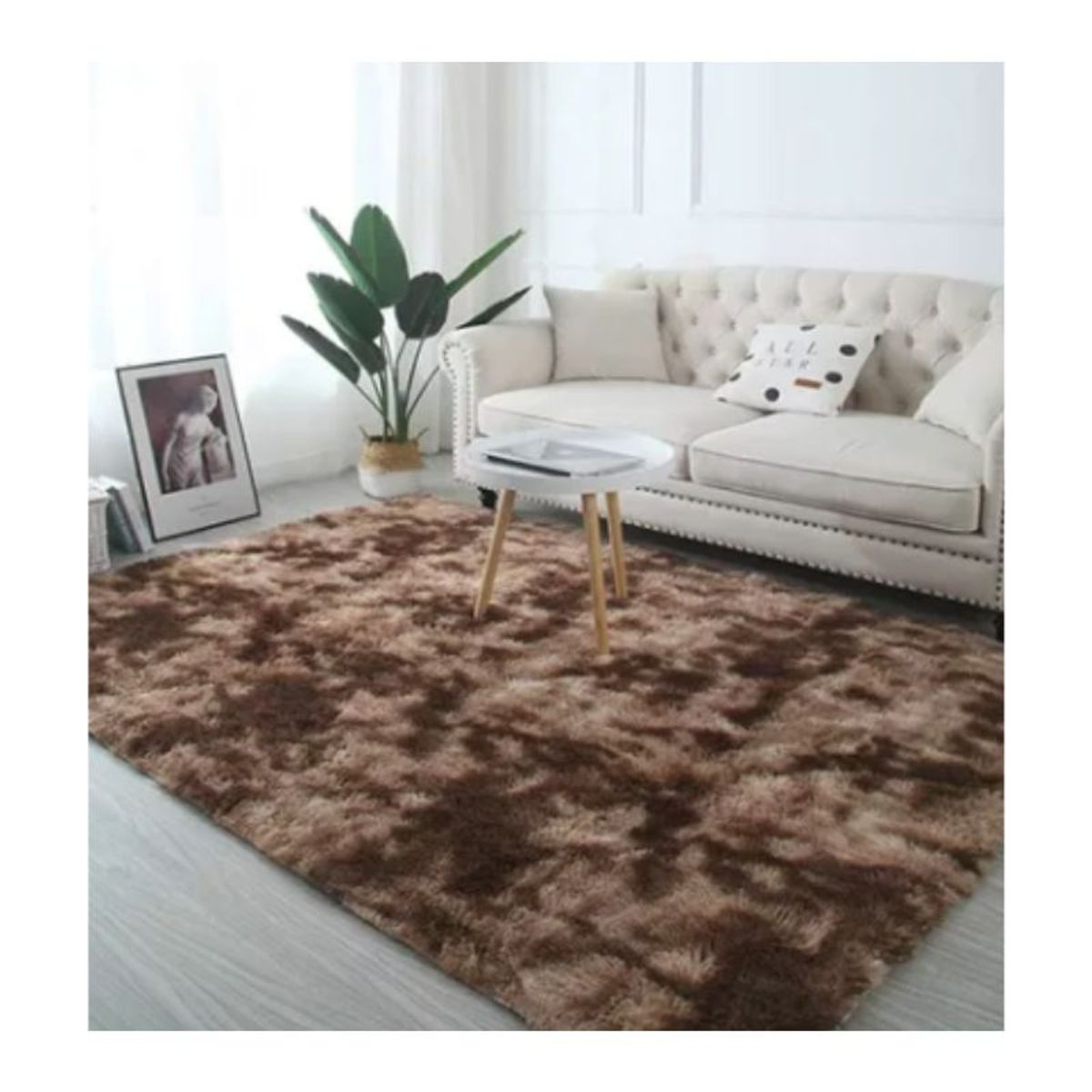 GENERICO - Alfombra Peluda Para Living Café Jaspeado 150x200cm