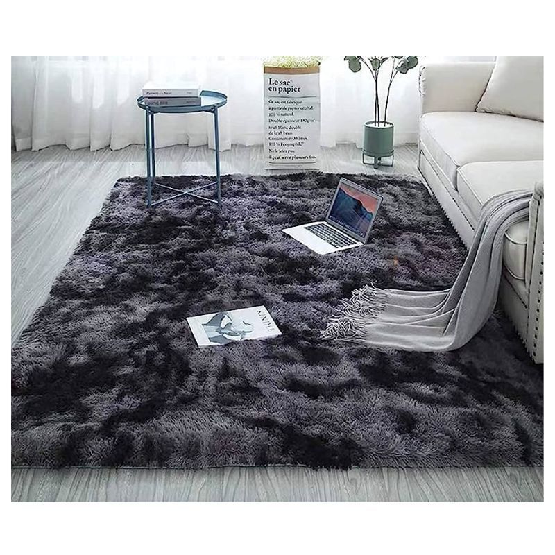 GENERICO - Alfombra Peluda Para Living  Negro Jaspeado 150x200cm
