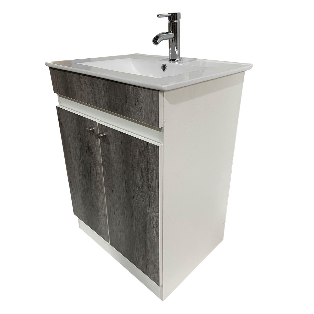 GENERICO - Vanitorio 60x47cm Gris Con Loza Y Grifería Completo