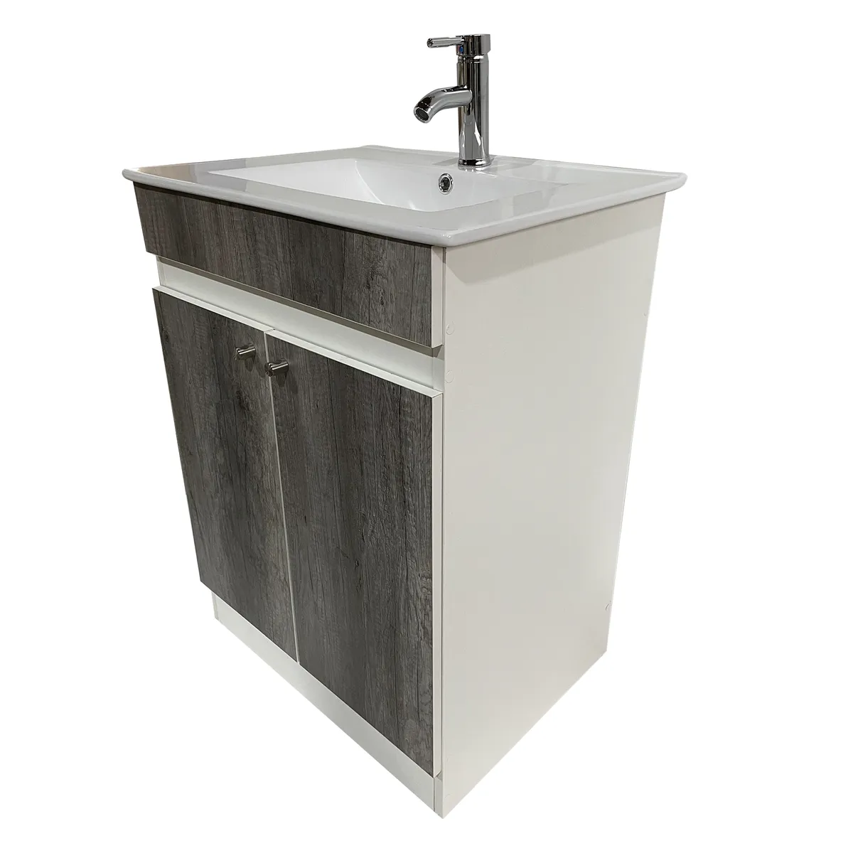 GENERICO - Vanitorio 60x47cm Gris Con Loza Y Grifería Completo