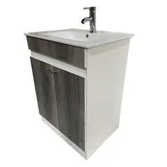GENERICO - Vanitorio 60x47cm Gris Con Loza Y Grifería Completo