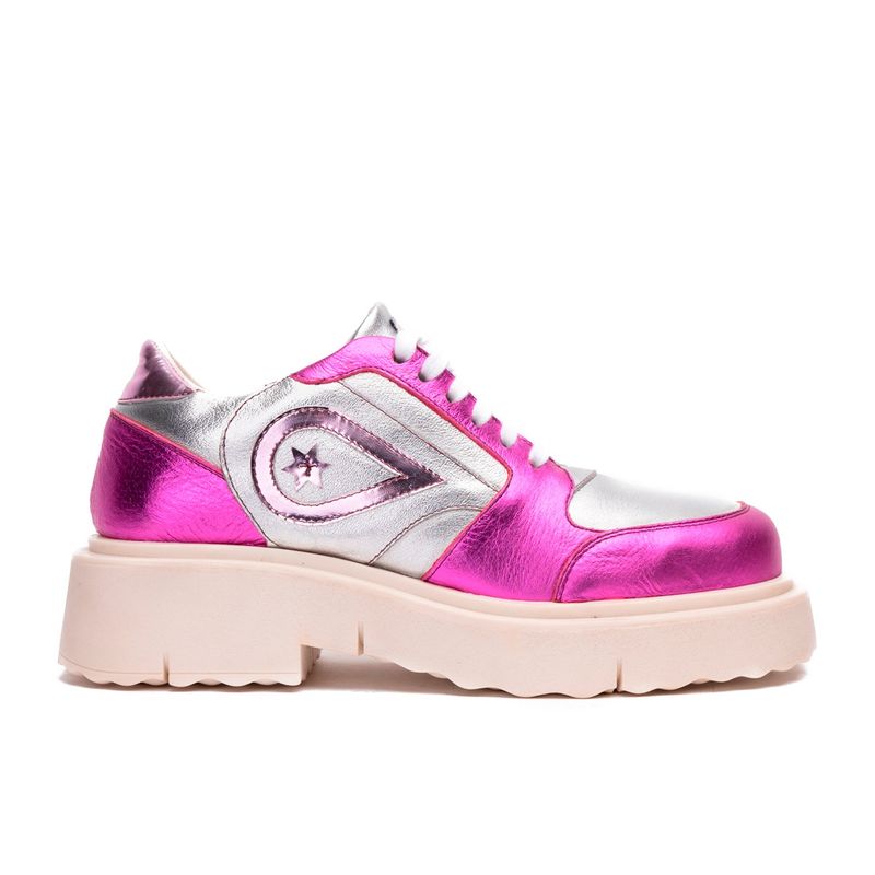 LANDAZURI - Zapatilla Cuero Nameless Plata Rosa Landazuri