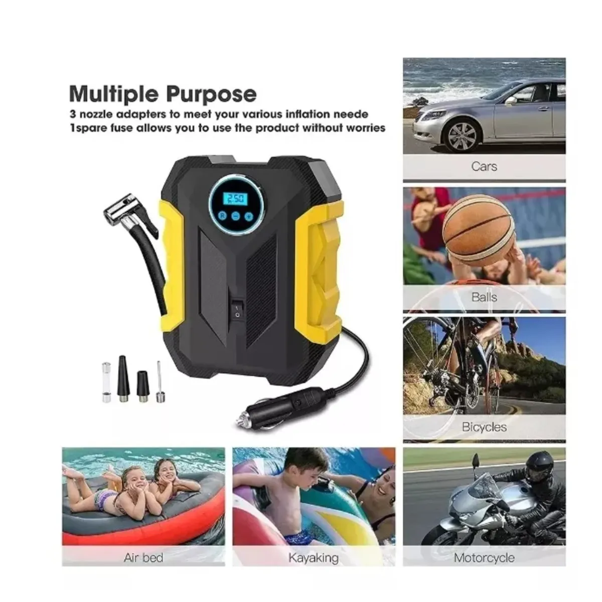 GENERICO - Compresor Inflador De Neumaticos Compresor Aire Portatil