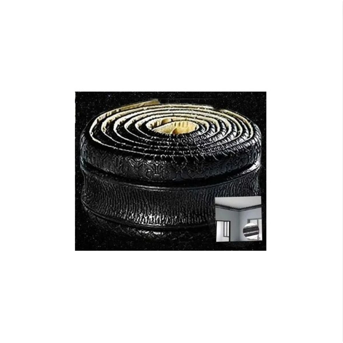 GENERICO - Pack 5 Rollo Guardapolvo Moldura Adhesivo 230 Cm Negro