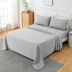 GENERICO - SABANA GRIS 2 PLAZA UNICOLOR 4 PIEZAS MATERIAL DE ALGODON MARIA