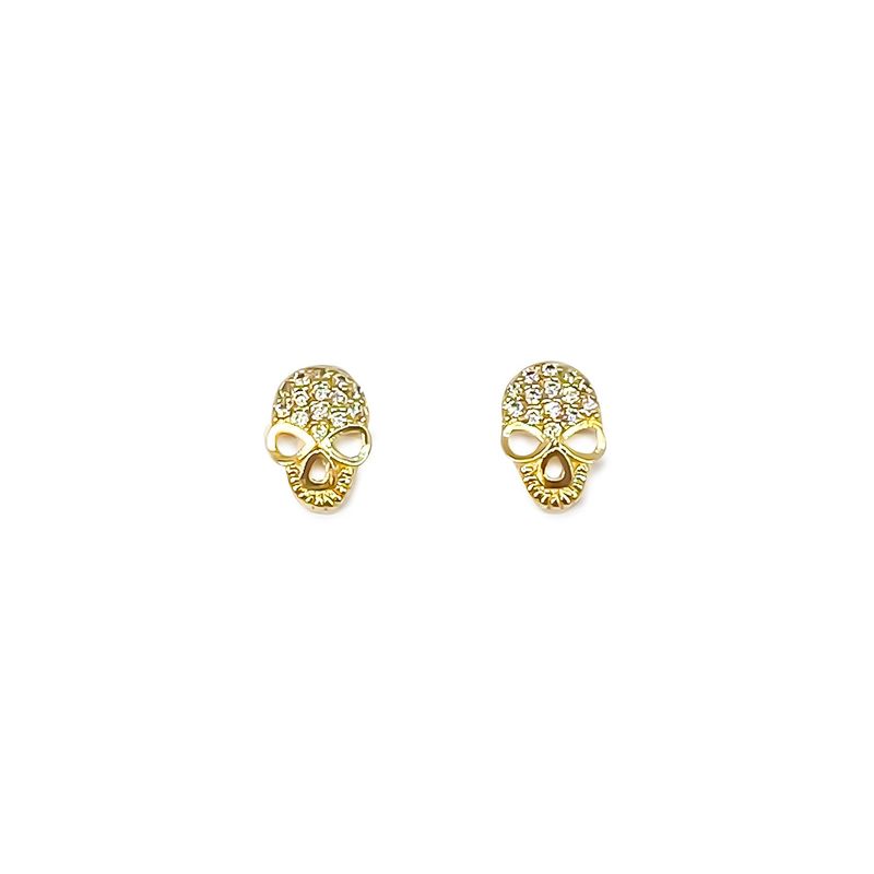 ANDREA COGGIOLA JOYAS - Aros Cráneo Circón Mini Enchapado Oro 18K