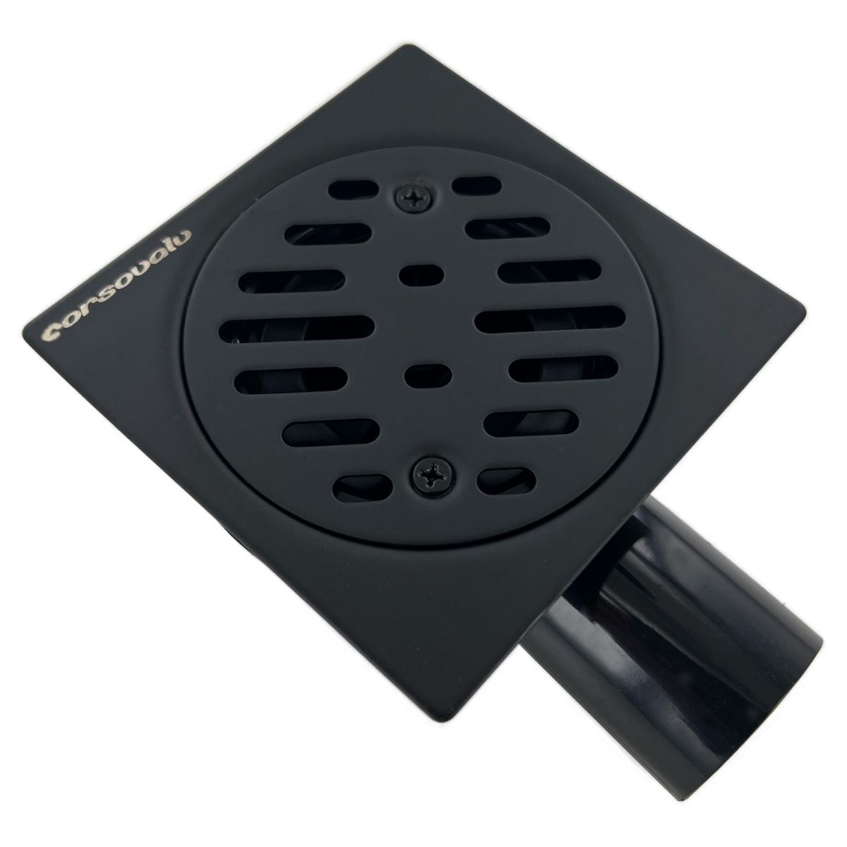 GENERICO - PILETA AC INOX COLOR NEGRO CUADRADA 10X10 TRAMPA PVC 40MM