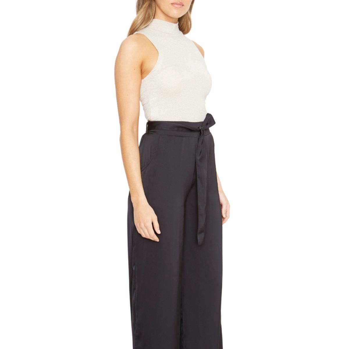 JACINTA TIENDA - Pantalón Greta largo satin negro Jacinta Tienda