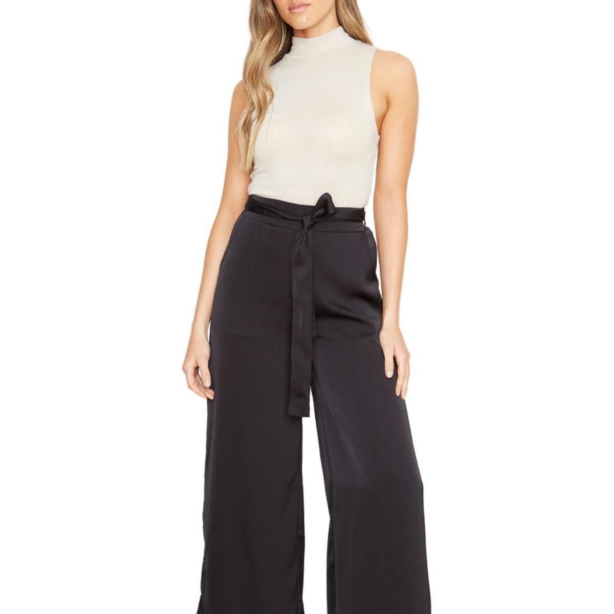 JACINTA TIENDA - Pantalón Greta largo satin negro Jacinta Tienda