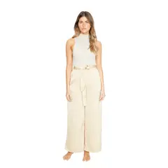 JACINTA TIENDA - Pantalón Greta largo satin dorado