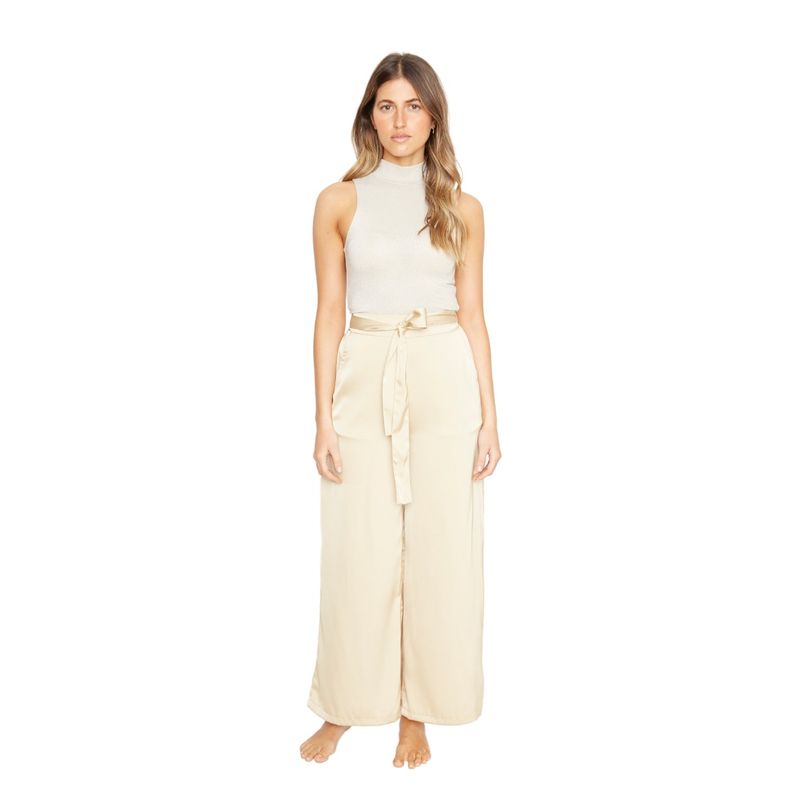 JACINTA TIENDA - Pantalón Greta largo satin dorado Jacinta Tienda