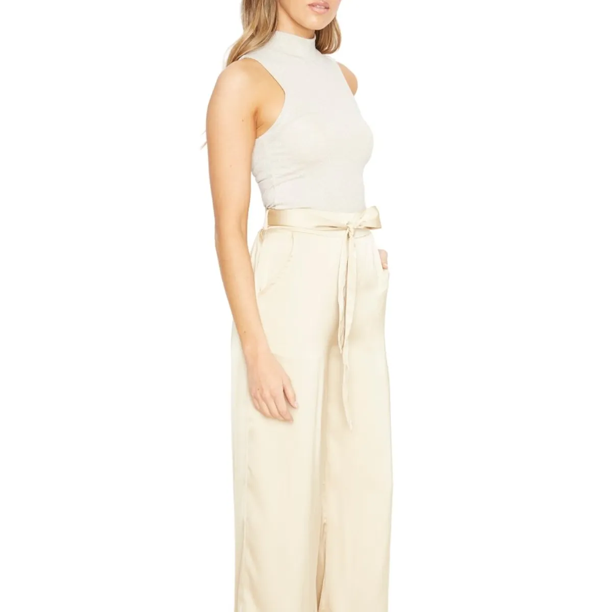 JACINTA TIENDA - Pantalón Greta largo satin dorado Jacinta Tienda