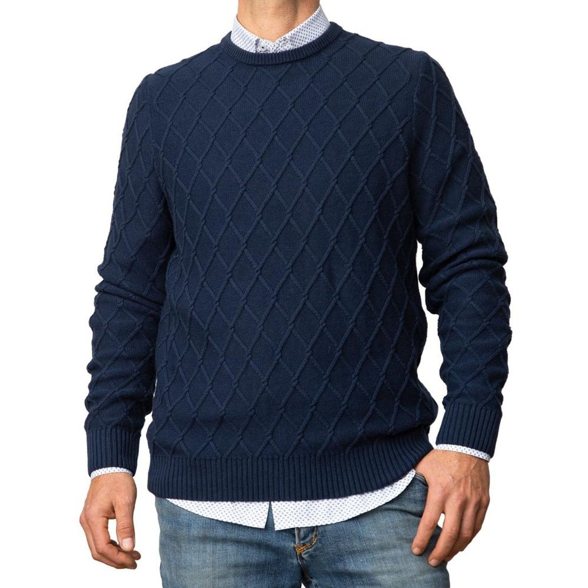 VANDINE - Sweaters Vandine Escote Redondo Azul con Rombos VANDINE